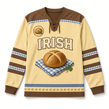Load image into Gallery viewer, Irish Soda Bread Loaf St. Patrick's Day Hockey Jersey in Loaf Butter Yellow, front view – custom name and number