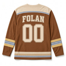 Load image into Gallery viewer, Irish Soda Bread Loaf St. Patrick's Day Hockey Jersey in Loaf Crust Brown, back view with your name and number