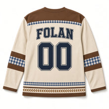 Load image into Gallery viewer, Irish Soda Bread Loaf St. Patrick's Day Hockey Jersey in Loaf Oatmeal, back view with your name and number