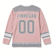 Load image into Gallery viewer, Lough Swans St. Patrick's Day Hockey Jersey in Swans Rose Blush, back view with your name and number