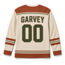 Load image into Gallery viewer, Red Deer Glen St. Patrick's Day Hockey Jersey in Glen Oatmeal, back view with your name and number