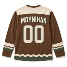 Load image into Gallery viewer, Riverbank Otter St. Patrick's Day Hockey Jersey in Otter Chestnut Brown, back view with your name and number