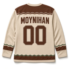Load image into Gallery viewer, Riverbank Otter St. Patrick's Day Hockey Jersey in Otter Oatmeal, back view with your name and number