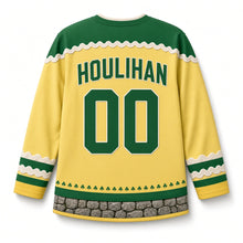 Load image into Gallery viewer, Spring Lambs St. Patrick's Day Hockey Jersey in Lambs Buttercup Yellow, back view with your name and number