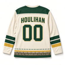 Load image into Gallery viewer, Spring Lambs St. Patrick's Day Hockey Jersey in Lambs Wool Cream, back view with your name and number