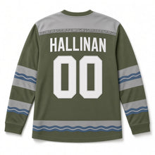 Load image into Gallery viewer, Stone Arch Bridge St. Patrick's Day Hockey Jersey in Bridge Moss Green, back view with your name and number