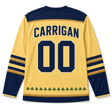 Load image into Gallery viewer, Thatched Cottage St. Patrick's Day Hockey Jersey in Cottage Butter Yellow, back view with your name and number