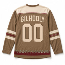 Load image into Gallery viewer, Wren on Holly Hedge St. Patrick's Day Hockey Jersey in Wren Hazel Brown, back view with your name and number