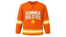 Load image into Gallery viewer, Summer Solstice Original Hockey Jersey in Orange, front view – custom name and number
