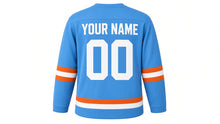 Load image into Gallery viewer, Summer Solstice Original Hockey Jersey in Sky Blue, back view with your name and number