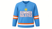 Load image into Gallery viewer, Summer Solstice Original Hockey Jersey in Sky Blue, front view – custom name and number