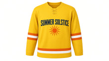 Load image into Gallery viewer, Summer Solstice Original Hockey Jersey in Yellow, front view – custom name and number