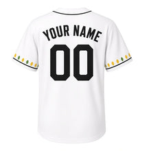 Load image into Gallery viewer, Sunflower Field Milwaukee Baseball Jersey in Daisy White, back view with your name and number – custom block name and number with petal-stripe sleeves