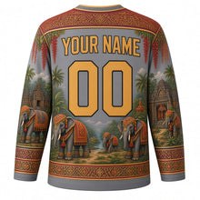 Load image into Gallery viewer, Surin Elephant Round-up Original Hockey Jersey in Elephant Gray, back view with custom YOUR NAME and 00