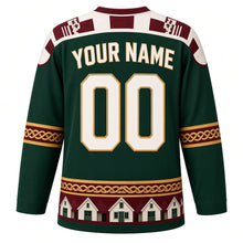 Load image into Gallery viewer, Suriname Original Hockey Jersey in Rainforest Green, back view with your name and number – pangi-cloth yoke and tembe interlace sleeve bands