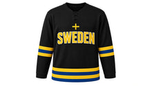 Load image into Gallery viewer, Sweden Original Hockey Jersey in Black, front view – custom name and number