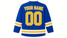 Load image into Gallery viewer, Sweden Original Hockey Jersey in Blue, back view with your name and number