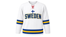 Load image into Gallery viewer, Sweden Original Hockey Jersey in White, front view – custom name and number