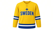 Load image into Gallery viewer, Sweden Original Hockey Jersey in Yellow, front view – custom name and number