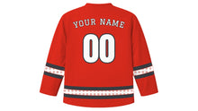 Load image into Gallery viewer, Swiss National Day Original Hockey Jersey in Red, back view with your name and number