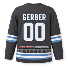 Load image into Gallery viewer, Switzerland Alpine Train Original Hockey Jersey in Rail Charcoal, back view with your name and number