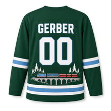 Load image into Gallery viewer, Switzerland Alpine Train Original Hockey Jersey in Pine Green, back view with your name and number