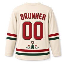 Load image into Gallery viewer, Switzerland Cowbell Meadow Original Hockey Jersey in Alp Cream, back view with your name and number