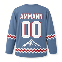 Load image into Gallery viewer, Switzerland Summit Peak Original Hockey Jersey in Glacier Slate, back view with your name and number