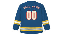 Load image into Gallery viewer, Syttende Mai Original Hockey Jersey in Fjord Blue, back view with your name and number
