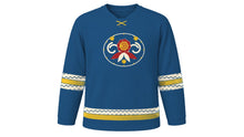 Load image into Gallery viewer, Syttende Mai Original Hockey Jersey in Fjord Blue, front view – custom name and number