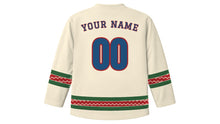 Load image into Gallery viewer, Syttende Mai Original Hockey Jersey in Ivory, back view with your name and number