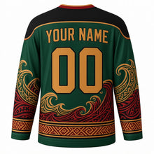 Load image into Gallery viewer, Tabuik Festival Original Hockey Jersey in Emerald, back view with custom YOUR NAME and 00