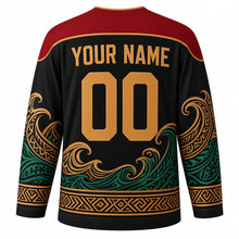 Load image into Gallery viewer, Tabuik Festival Original Hockey Jersey in Black, back view with custom YOUR NAME and 00