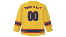 Load image into Gallery viewer, Taichung Original Hockey Jersey in Rainbow Lane Yellow, back view with your name and number