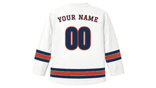Load image into Gallery viewer, Tallinn Original Hockey Jersey in Snow White, back view with your name and number