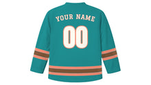 Load image into Gallery viewer, Tampa Original Hockey Jersey in Bayshore Teal, back view with your name and number