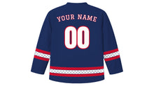 Load image into Gallery viewer, Tango no Sekku Original Hockey Jersey in Indigo Blue, back view with your name and number