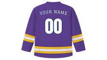 Load image into Gallery viewer, Tango no Sekku Original Hockey Jersey in Iris Purple, back view with your name and number