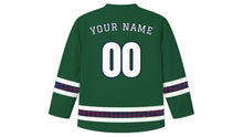 Load image into Gallery viewer, Tartan Day Original Hockey Jersey in Forest Green, back view with your name and number