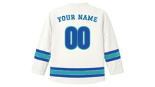 Load image into Gallery viewer, Tashkent Original Hockey Jersey in Cotton White, back view with your name and number