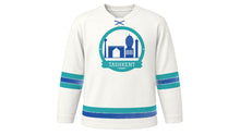 Load image into Gallery viewer, Tashkent Original Hockey Jersey in Cotton White, front view – custom name and number
