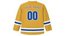 Load image into Gallery viewer, Tashkent Original Hockey Jersey in Silk Gold, back view with your name and number