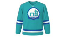 Load image into Gallery viewer, Tashkent Original Hockey Jersey in Turquoise Dome, front view – custom name and number