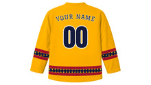 Load image into Gallery viewer, Tazaungdaing Original Hockey Jersey in Amber, back view with your name and number