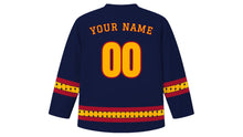 Load image into Gallery viewer, Tazaungdaing Original Hockey Jersey in Midnight Blue, back view with your name and number