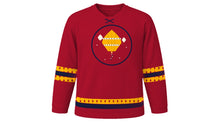 Load image into Gallery viewer, Tazaungdaing Original Hockey Jersey in Ruby Red, front view – custom name and number