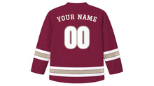 Load image into Gallery viewer, Tbilisi Original Hockey Jersey in Saperavi Red, back view with your name and number