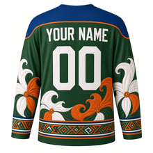 Load image into Gallery viewer, Te Maeva Nui Original Hockey Jersey in Reef Green, back view with custom YOUR NAME and 00