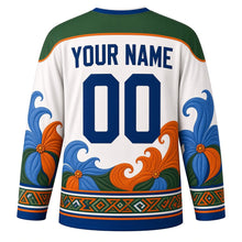 Load image into Gallery viewer, Te Maeva Nui Original Hockey Jersey in Pearl White, back view with custom YOUR NAME and 00