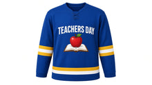 Load image into Gallery viewer, Teachers' Day Original Hockey Jersey in Blue, front view – custom name and number